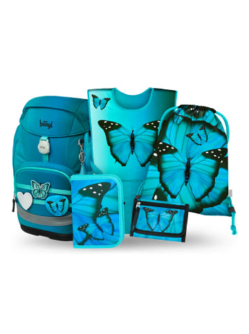 BAAGL 5-tlg. Set: Schulrucksack Airy Plus in Blau Butterfly