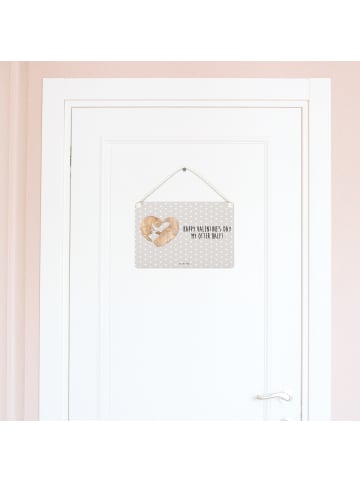 Mr. & Mrs. Panda Wandbild Holz Otter Valentine mit Spruch in Grau Pastell