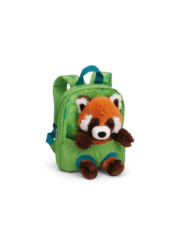 Nici Rucksack mit Plüschtier Roter Panda, grün, ab 3 Jahre