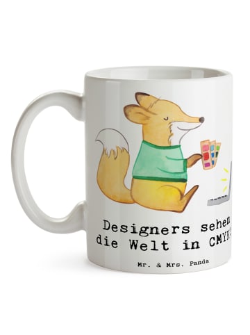Mr. & Mrs. Panda Pott CMYK Designer mit Spruch in Weiß