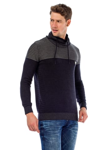 Cipo & Baxx Rollkragenpullover in Darkblue-Anthracite