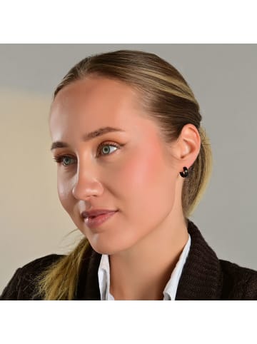 Adeliás Damen Ohrringe – Klappcreole aus Edelstahl in schwarz