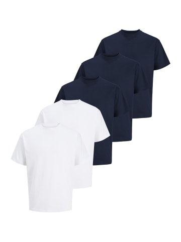 Jack & Jones T-Shirt Organic Relaxed in Dunkelblau / weiß