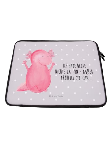 Mr. & Mrs. Panda Notebook Tasche Axolotl Hurra mit Spruch in Grau Pastell