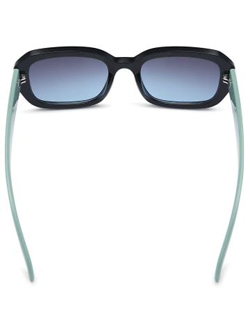 styleBREAKER Retro Sonnenbrille in Schwarz-Hellblau / Grau Verlauf