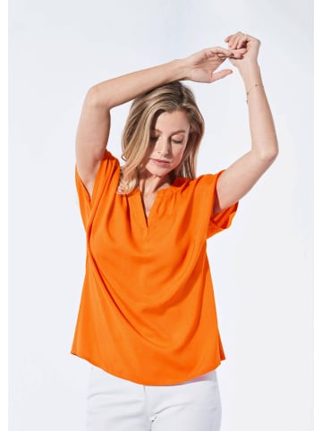 GOLDNER Kurzgröße:  Bluse Bluse mit Tunika Ausschnitt in orange