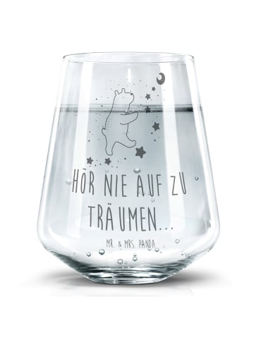 Mr. & Mrs. Panda Wasserglas Bär Träume mit Spruch in Transparent