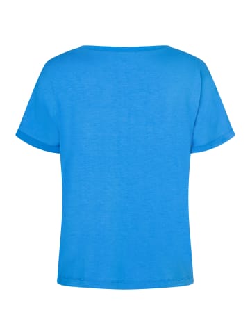More & More softes T-Shirt mit Chiffonkante in blue