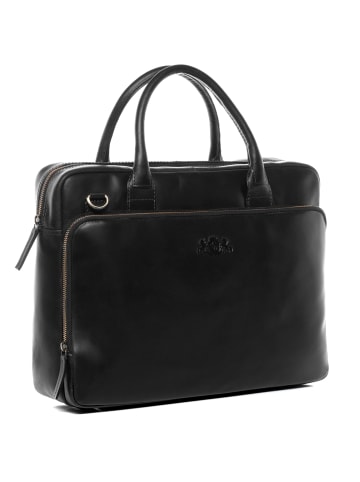 SID & VAIN Leder-Laptoptasche 15" Leder Businesstasche Unisex RYAN in schwarz