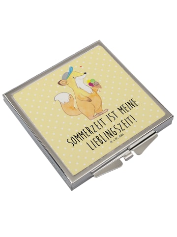 Mr. & Mrs. Panda Schminkspiegel klein Sommer Freude mit Spruch in Gelb Pastell