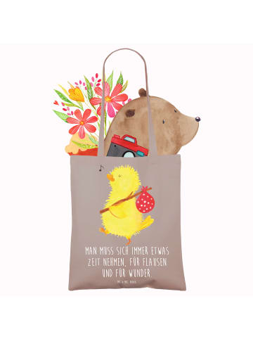 Mr. & Mrs. Panda Tote Bag Küken Wander mit Spruch in Braun Pastell