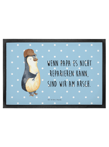 Mr. & Mrs. Panda Fußmatte Wenn Papa es nicht reparieren kann, si... in Blau Pastell