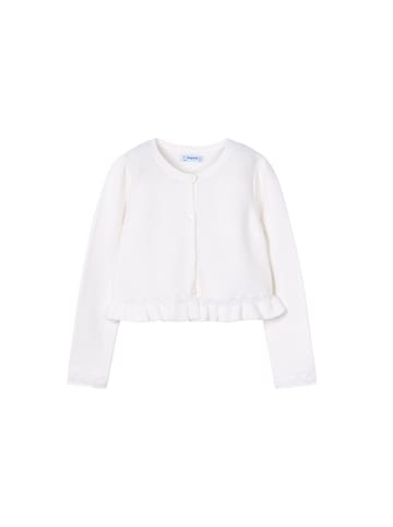 Mayoral Strickjacke mit Rüschensaum in offwhite