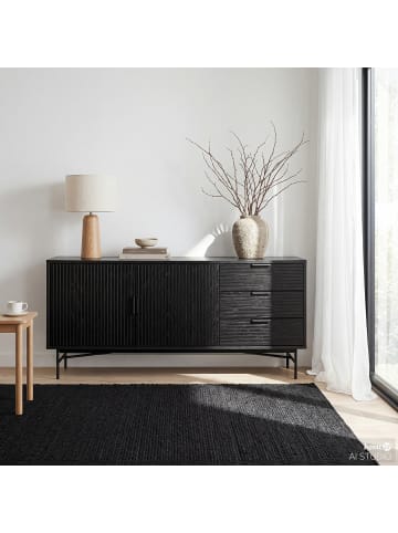 home24 Sideboard KNIVS 2 Türen in Eiche Schwarz