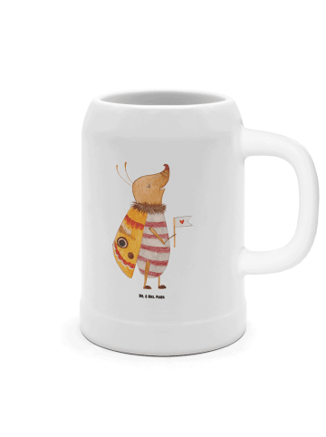 Mr. & Mrs. Panda Bierkrug Nachtfalter Fähnchen ohne Spruch in Weiß