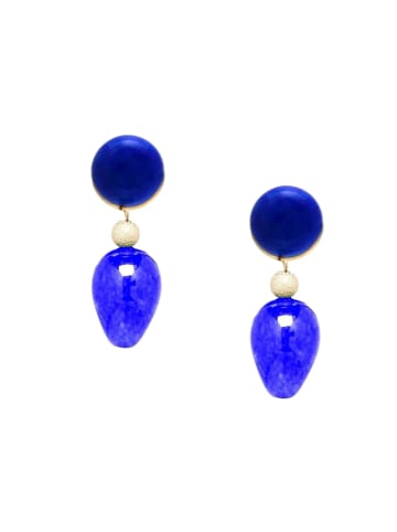 Gemshine Ohrringe Lapis Lazuli - Jade Tropfen in gold coloured