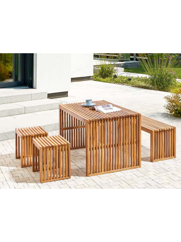 Beliani Gartentisch BELLANO in Braun - (W) 120 x (H) 70 x (L) 70 cm