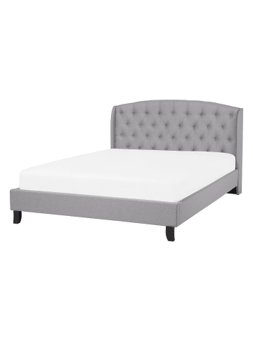 Beliani Doppelbett BORDEAUX in Grau/Schwarz - (W) 149 x (H) 106 x (L) 221 cm