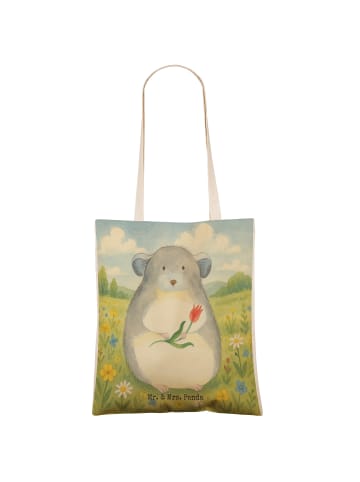 Mr. & Mrs. Panda Tasche Chinchilla Blume Design ohne Spruch in Weiß