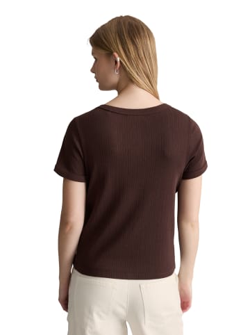 Marc O'Polo DENIM Pointelle-Kurzarm-Cardigan regular in Burnt Aubergine
