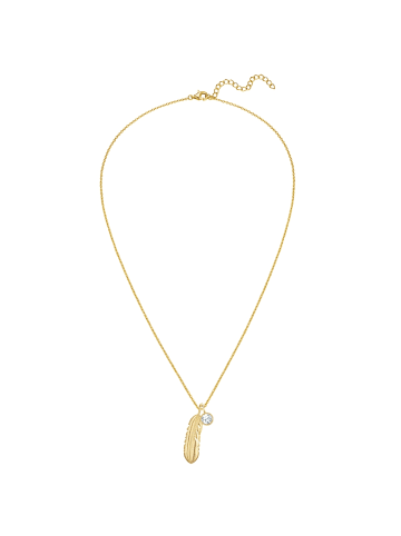 Rafaela Donata Halskette Feder aus Sterling Silber mit Zirkonia in gelbgold