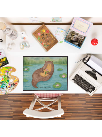 Mr. & Mrs. Panda Schreibauflage Otter Seerose Design ohne Spruch in Weiß