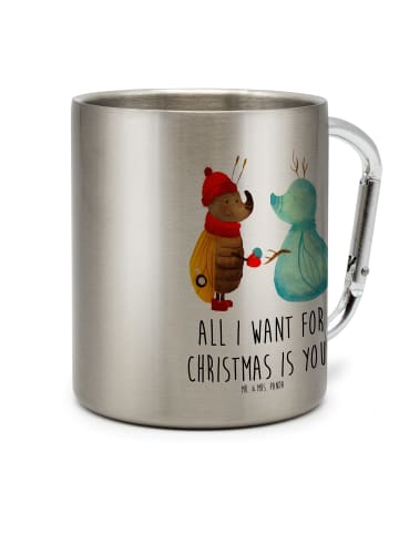 Mr. & Mrs. Panda Thermobecher Nachtfalter Schneemann mit Spruch in Silber