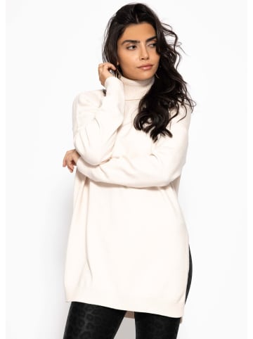 SASSYCLASSY Oversize Rollkragenpullover mit langen Seitenschlitzen in Offwhite