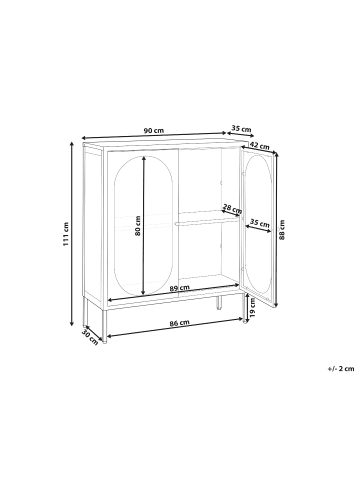 Beliani Vitrine SARRE in Beige - (W) 90 x (H) 111 x (L) 35 cm