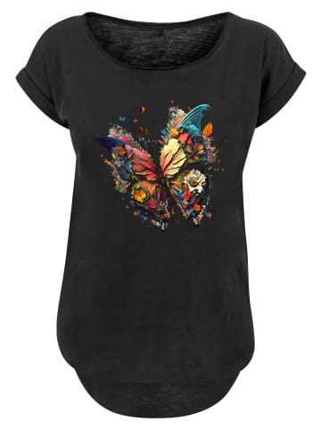 F4NT4STIC Long Cut T-Shirt Schmetterling Bunt in schwarz