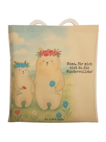 Mr. & Mrs. Panda Einkaufstasche Bären mit Blumenkranz Design mit... in Weiß
