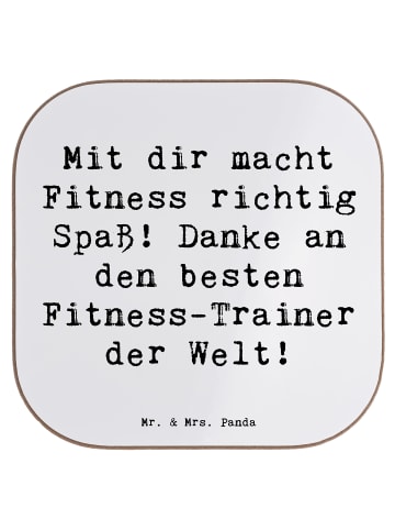 Mr. & Mrs. Panda Untersetzer Spruch Fitness-Trainer Dank mit Spruch in Weiß