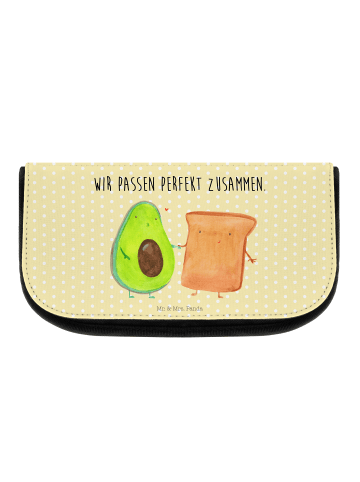 Mr. & Mrs. Panda Kosmetiktasche Avocado Toast mit Spruch in Gelb Pastell