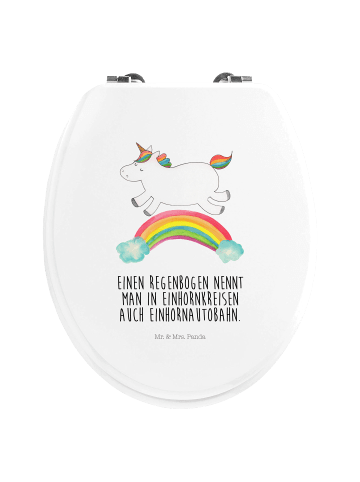 Mr. & Mrs. Panda Motiv WC Sitz Einhorn Regenbogen mit Spruch in Weiß