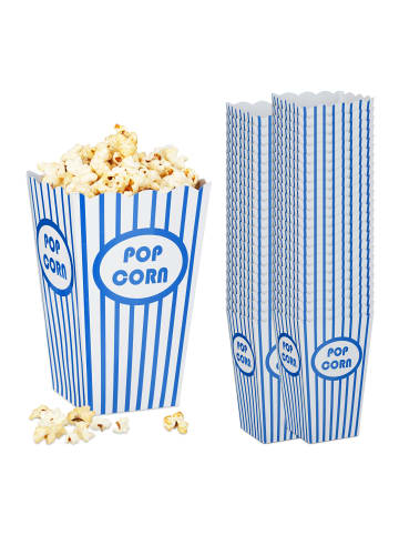relaxdays 144 x Popcorntüten in Blau/ Weiß