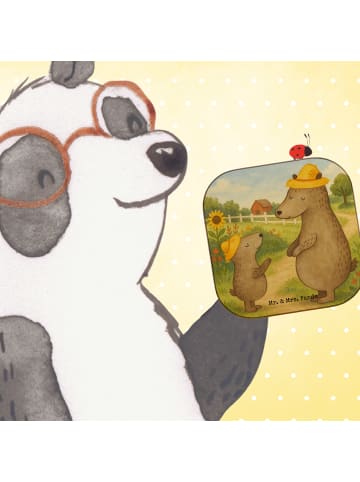 Mr. & Mrs. Panda Bierdeckel Bären mit Hut Design ohne Spruch in Weiß