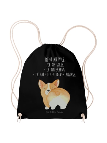 Mr. & Mrs. Panda Turnbeutel Corgi Po mit Spruch in Schwarz