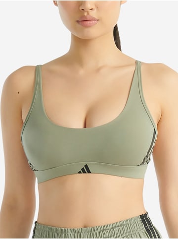 adidas Bralette Sport Active Essentials Cotton 3 Stripes in silver pebble