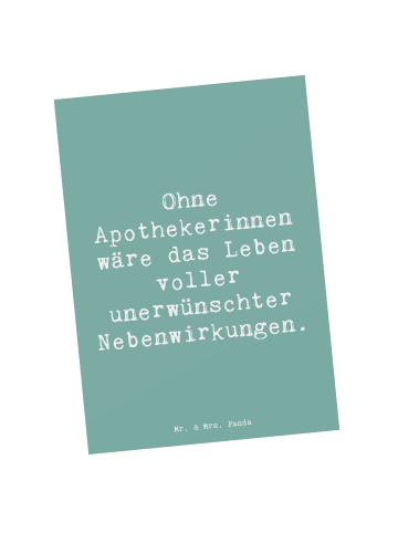 Mr. & Mrs. Panda Grußkarte Spruch Apothekerin Nebenwirkung mit S... in Meeresbrise