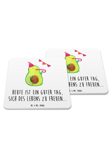 Mr. & Mrs. Panda Untersetzer Set Avocado Party mit Spruch in Weiß
