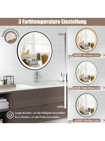 COSTWAY LED Badspiegel 60cm mit Antibeschlagfunktion in Silber