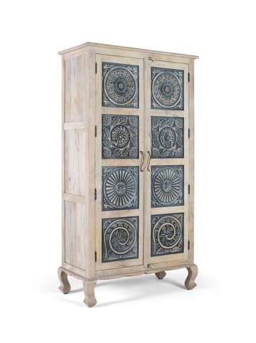 Giner y Colomer Kleiderschrank aus Mangoholz mit handgeschnitzten Türen 180cm in White