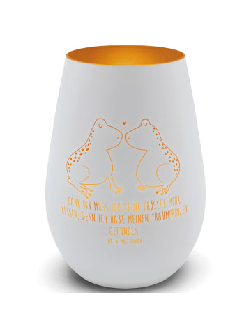 Mr. & Mrs. Panda Kerzenhalter Frosch Liebe mit Spruch in Weiß