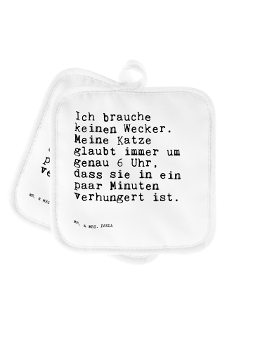 Mr. & Mrs. Panda Topfuntersetzer Ich brauche keinen Wecker.... m... in Weiß