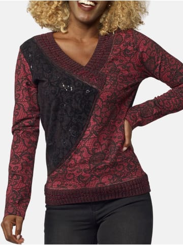 KOROSHI T-SHIRT MIT FLOCKDRUCK in rot