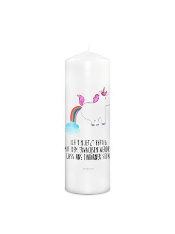 Mr. & Mrs. Panda Kerze Einhorn Pupsen mit Spruch in Weiß