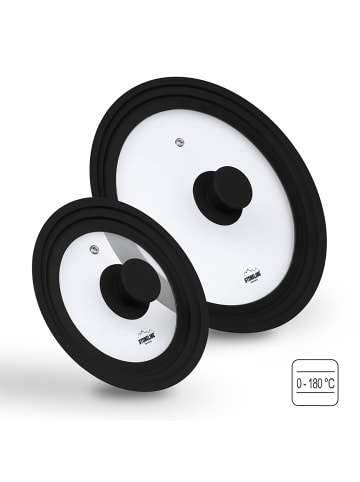 Stoneline Universal Glasdeckel Set 16/18/20 und 24/26/28 in Schwarz