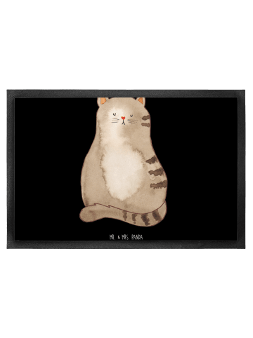 Mr. & Mrs. Panda Türmatte Katze Sitzen ohne Spruch in Schwarz
