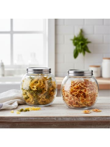 relaxdays 2x Bonbongläser in Transparent/ Silber - 2 Liter