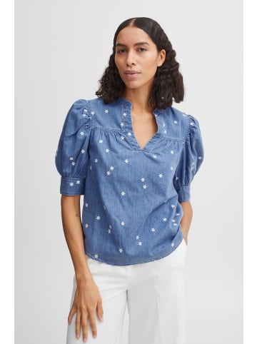 b.young Kurzarmbluse BYFVLYSTRA BLOUSE - 20812905  Halbarm Bluse mit Puffärmeln in Blau